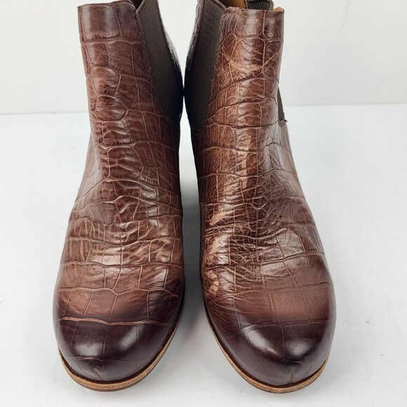 KORK-EASE Shirome croc embossed leather Chelsea Boot Dark Brown 7.5M - Picture 7 of 13